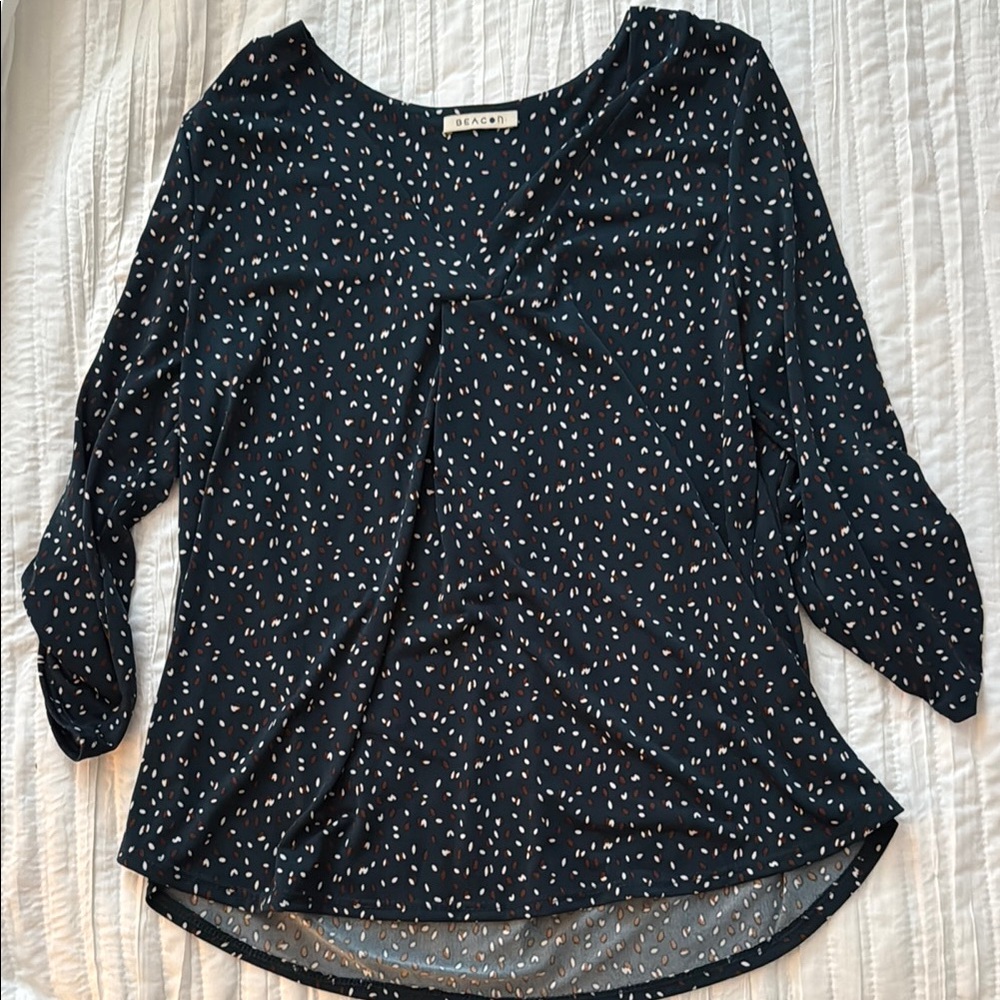 Beacon Petite Navy Dot Blouse